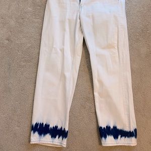White tie-dye boyfriend jeans